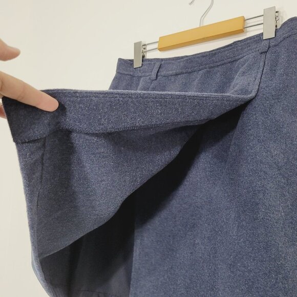 Vintage Moda Vero | Dark Blue Wool Blend A-Line Mini Skirt Faux Wrap Lined 13/14 - Picture 3 of 12